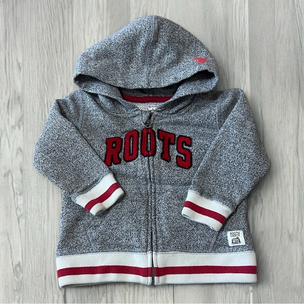 3/35 Roots Kids Gray Hoodie with Red Accents